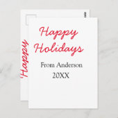 Happy holidays red black love family name yearChri ポストカード (正面/裏面)