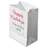 Happy holidays red black love family name yearChri ミディアムペーパーバッグ (正面アングル)