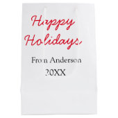 Happy holidays red black love family name yearChri ミディアムペーパーバッグ (裏面)