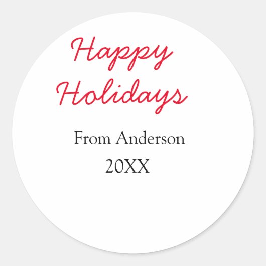 Happy holidays red black love family name yearChri ラウンドシール (正面)