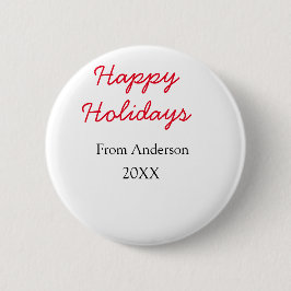 Happy holidays red black love family name yearChri 缶バッジ