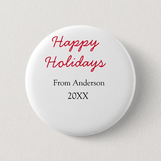 Happy holidays red black love family name yearChri 缶バッジ (正面)