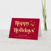Happy Holidays Red Christmas 箔シーズンカード (正面)