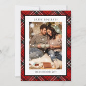 Happy Holidays Red Plaid Christmas Tartan Photo シーズンカード (正面)