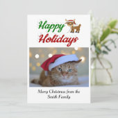 Happy Holidays Reindeerクリスマスフォトスクリプト シーズンカード (スタンド正面)