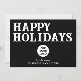 Happy Holidays Retro Black Business Logo シーズンカード