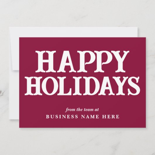 Happy Holidays Retro Burgundy Business Corporate シーズンカード (正面)
