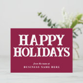 Happy Holidays Retro Burgundy Business Corporate シーズンカード (スタンド正面)