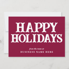 Happy Holidays Retro Burgundy Business Corporate シーズンカード