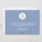 Happy Holidays Retro Dusty Blue Business Logo シーズンカード (裏面)