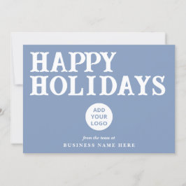Happy Holidays Retro Dusty Blue Business Logo シーズンカード