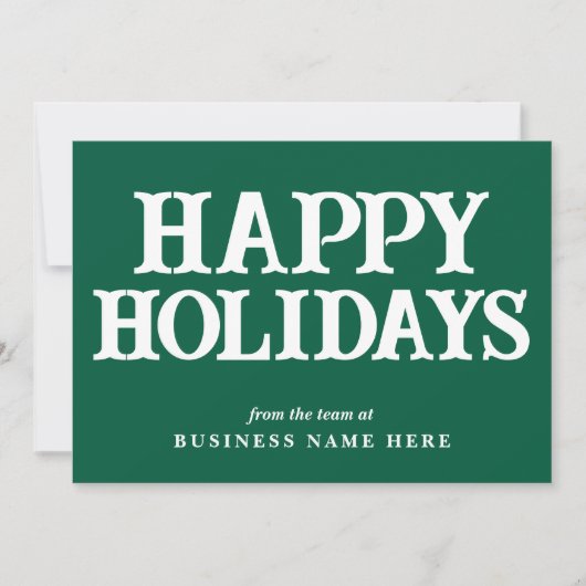 Happy Holidays Retro Green Business Corporate シーズンカード (正面)