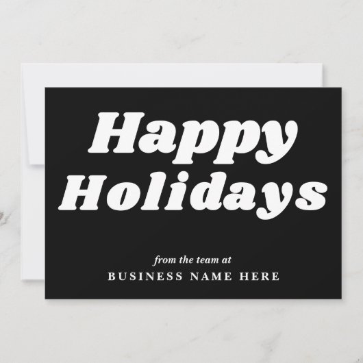 Happy Holidays Retro Groovy Black Business シーズンカード (正面)