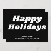 Happy Holidays Retro Groovy Black Business シーズンカード (正面/裏面)