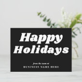 Happy Holidays Retro Groovy Black Business シーズンカード (スタンド正面)