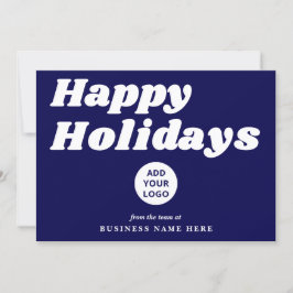 Happy Holidays Retro Groovy Blue Business Logo シーズンカード