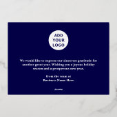 Happy Holidays Retro groovy Blue Gold Business 箔シーズンカード (裏面)