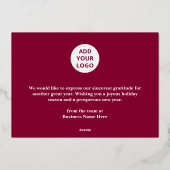 Happy Holidays Retro groovy Burgundy Gold Business 箔シーズンカード (裏面)