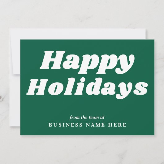 Happy Holidays Retro Groovy Green Business シーズンカード (正面)