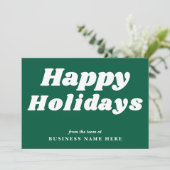 Happy Holidays Retro Groovy Green Business シーズンカード (スタンド正面)