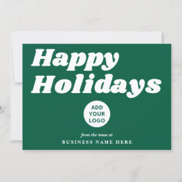 Happy Holidays Retro Groovy Green Business Logo シーズンカード