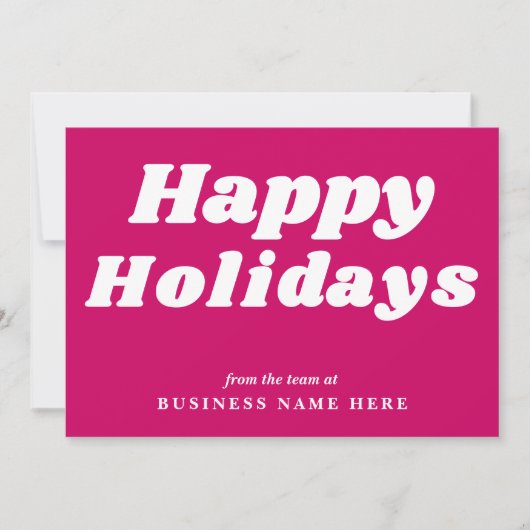 Happy Holidays Retro Groovy Magenta Business シーズンカード (正面)