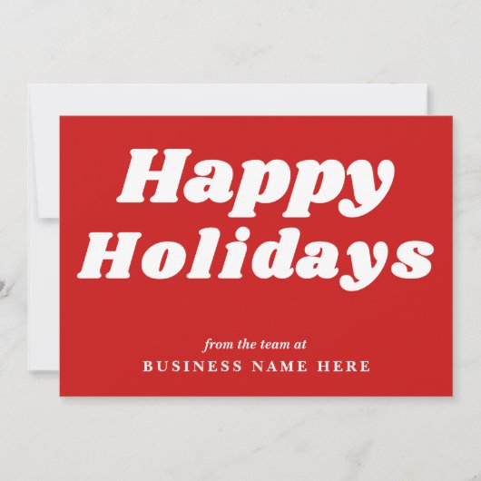 Happy Holidays Retro Groovy Red Business シーズンカード (正面)