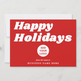 Happy Holidays Retro Groovy Red Business Logo シーズンカード