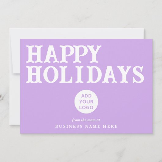 Happy Holidays Retro Lavender Business Logo シーズンカード (正面)