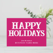 Happy Holidays Retro Magenta Business Corporate シーズンカード (スタンド正面)