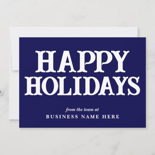 Happy Holidays Retro Navy Blue Business Corporate シーズンカード (正面)