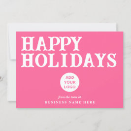 Happy Holidays Retro Pink Business Logo シーズンカード