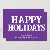 Happy Holidays Retro Purple Business Corporate シーズンカード (正面/裏面)