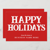 Happy Holidays Retro Red Business Corporate シーズンカード (正面/裏面)