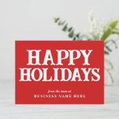 Happy Holidays Retro Red Business Corporate シーズンカード (スタンド正面)