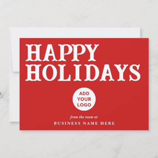 Happy Holidays Retro Red Business Logo シーズンカード (正面)