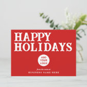 Happy Holidays Retro Red Business Logo シーズンカード (スタンド正面)