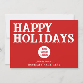 Happy Holidays Retro Red Business Logo シーズンカード