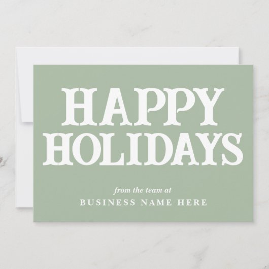 Happy Holidays Retro Sage Green Business Corporate シーズンカード (正面)