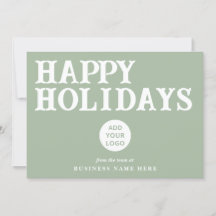 Happy Holidays Retro Sage Green Business Corporate