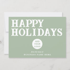 Happy Holidays Retro Sage Green Business Corporate シーズンカード