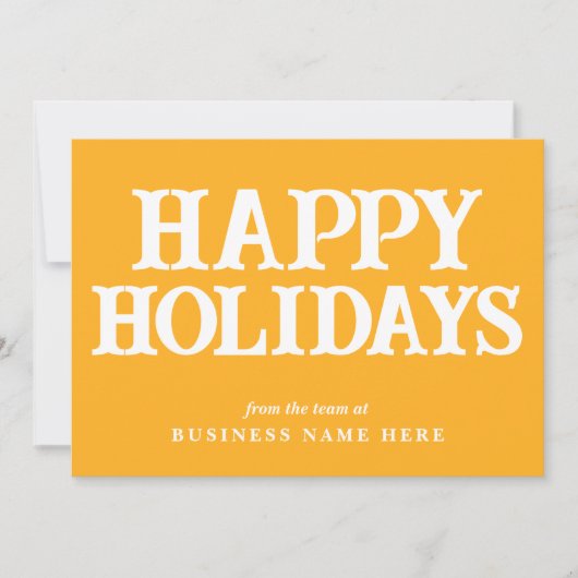 Happy Holidays Retro Yellow Business Corporate シーズンカード (正面)