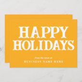 Happy Holidays Retro Yellow Business Corporate シーズンカード (正面/裏面)