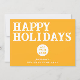 Happy Holidays Retro Yellow Business Logo シーズンカード