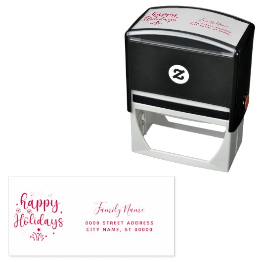 Happy Holidays Return Address Self-inking Stamp セルフインキングスタンプ (インサイチュ)