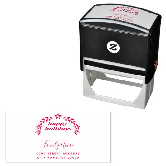 Happy Holidays Return Address Self-inking Stamp セルフインキングスタンプ (インサイチュ)