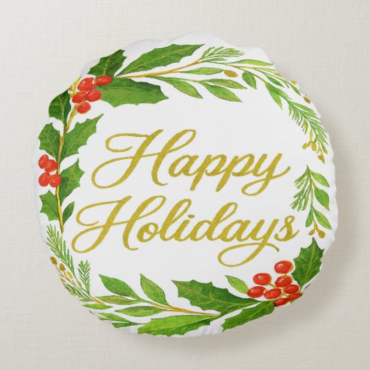 'Happy Holidays' Round Pillow ラウンドクッション (裏面)