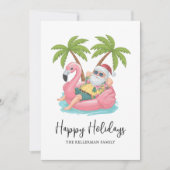 Happy Holidays Santa Tropical Beach Christmas シーズンカード (正面)