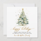 Happy Holidays Script Christmas Tree Non Photo シーズンカード (正面)