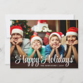 Happy Holidays Script Photo Overlay Christmas シーズンカード (正面)
